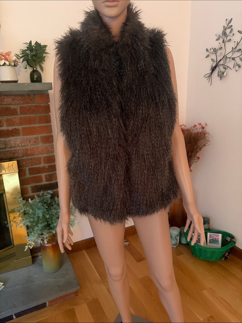 Faux Fur Dark Brown Vest - Women's Cozy Sleeveless Coat
